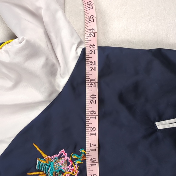 Superdry Vintage Sukajan Souvenir Jacket Map of Japan Navy Blue Size 12 XL - Picture 12 of 16